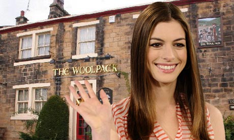 Ann Hathaway at Emmerdale Farm's Woolpack