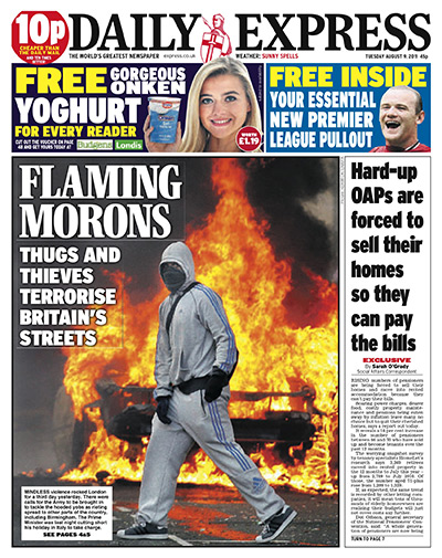 London riots front pages: Daily Express