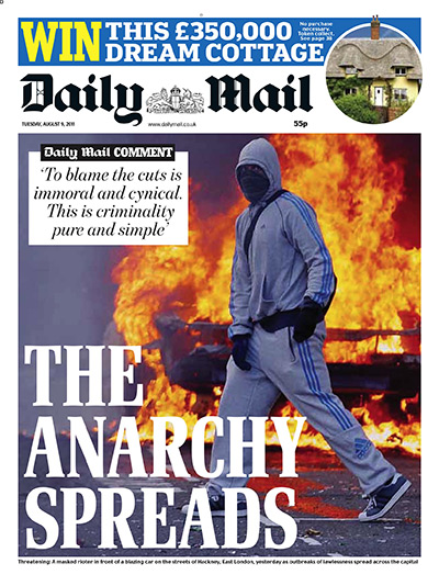 London riots front pages: Daily Mail