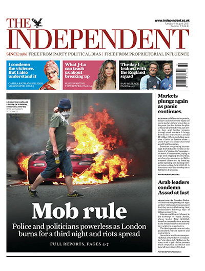 London riots front pages: The Independent