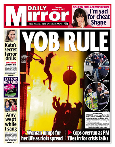 London riots front pages: Daily Mirror final