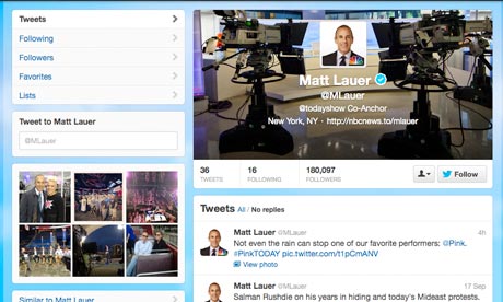 Matt Lauer Twitter page