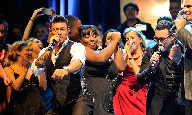 Newsroom's Got Talent: Duncan James and Antony Costa of Blue with the Daybreak news team