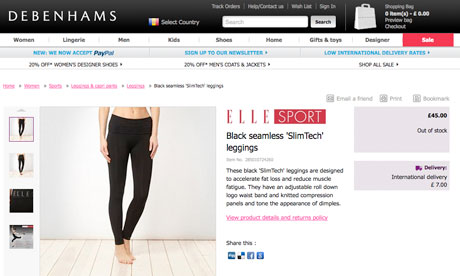 SlimTech ad on Debenhams website