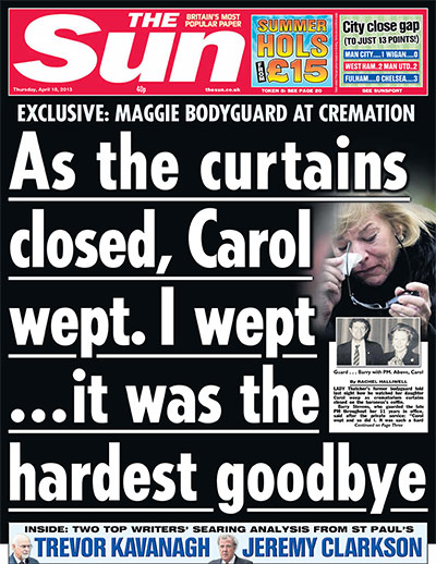 Thatcher funeral: The Sun