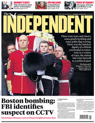 Thatcher funeral: The Independent