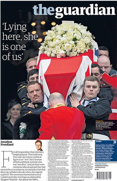 Thatcher funeral: The Guardian