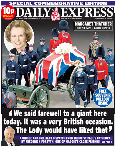 Thatcher funeral: Daily Express