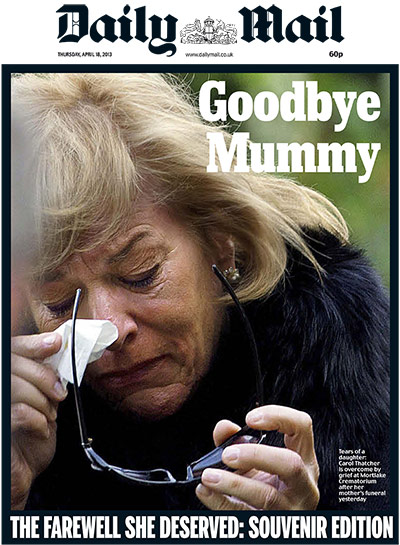 Thatcher funeral: Daily Mail