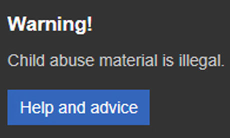Child abuse warning on Microsoft's Bing