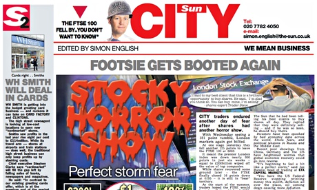 The Sun's business page: plummeting stock?