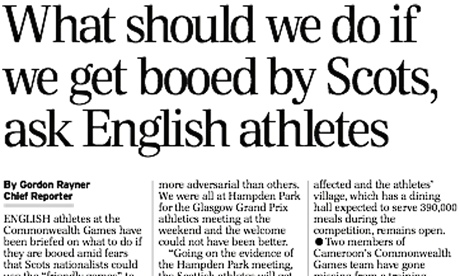 Daily Telegraph story on English athletes
