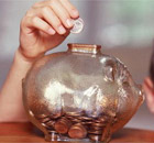 Savings, coins and piggy banks