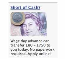 Loan ad from Facebook