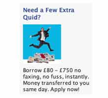 Loan ad from Facebook