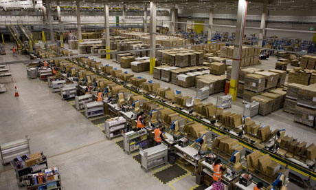 Amazon's conveyor belt at its Swansea warehouse