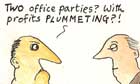 Pushing envelopes cartoon: Christmas party