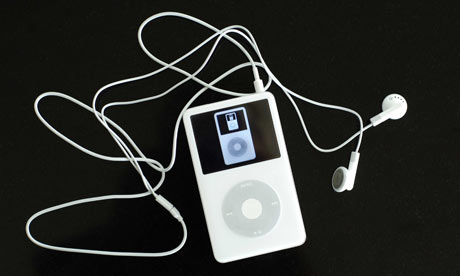 An Apple iPod MP3 player with video screen