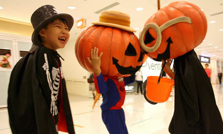 Children in Halloween costumes