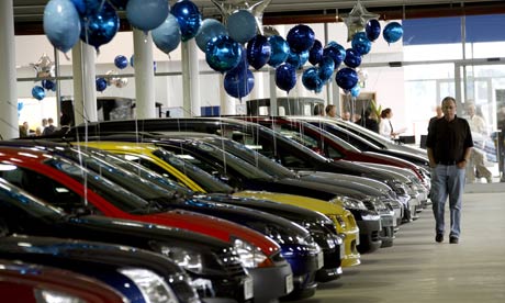 New and used cars lined up