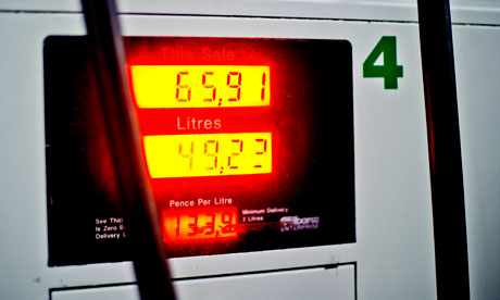 A price counter on a BP petrol pump