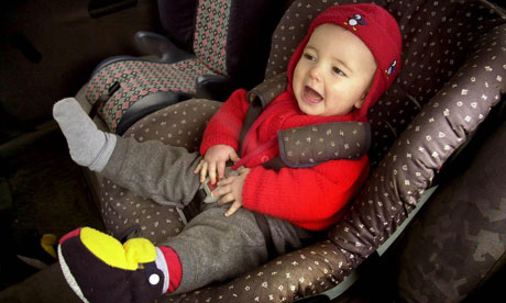 A child sat in a car seat