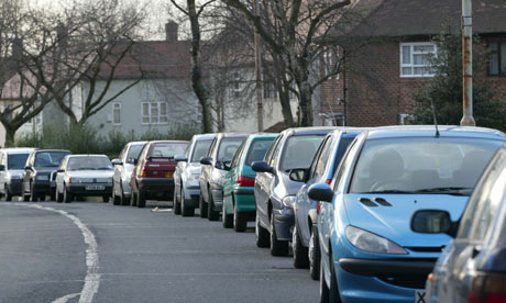Cars parked on a road