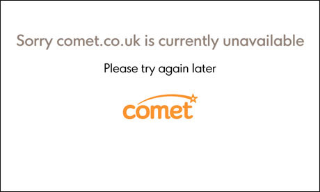 Comet website as it is poised to enter administration