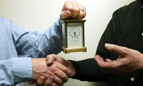 A retirement or leaving present of a carriage clock