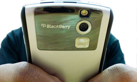 A BlackBerry handheld device