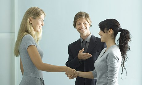 Businessman introducing colleagues