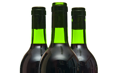 Corked wine bottles