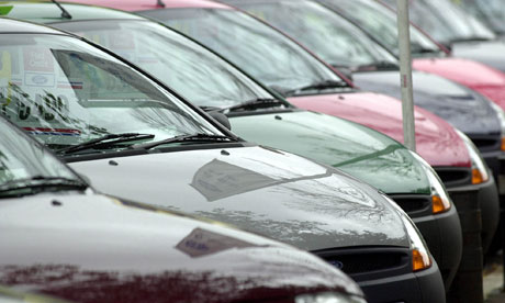 Cars lined up on the forecourt