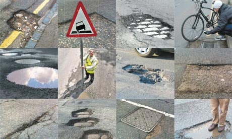 A composite of lots of potholes