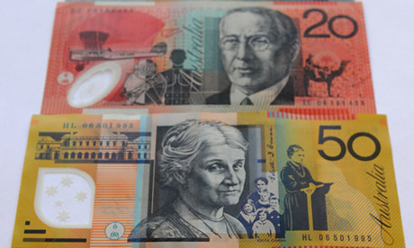 The full range of Australian dollar polymer notes