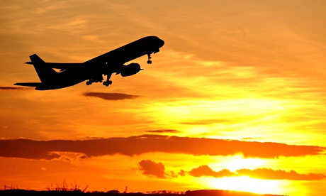 plane and sunset