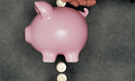 Savings falling out of a piggy bank
