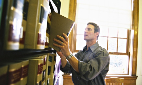 Man Working in Library