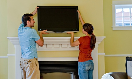 young couple in new home