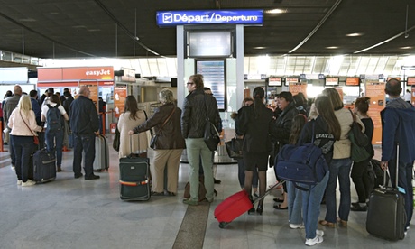 A no-go area: queues of passengers at Nice airport