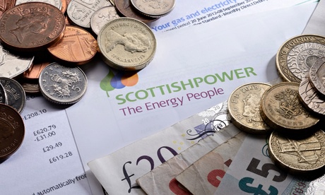 Scottish Power energy bill with coins and money