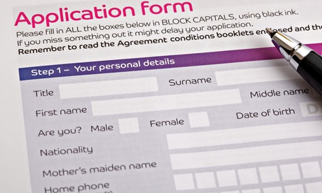 Filling in  an application form