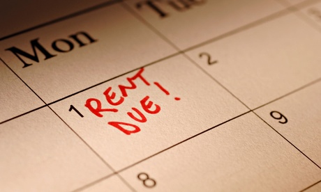 Calendar marked to show rent due