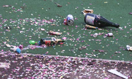 Some of the debris from New Year's Eve celebrations in London.
