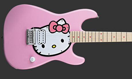 Hello Kitty guitar Tickled pink Hello Kitty's Fender-style guitar.