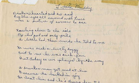 Bob Dylan's teenage poem to be auctioned | Music | The Guardian