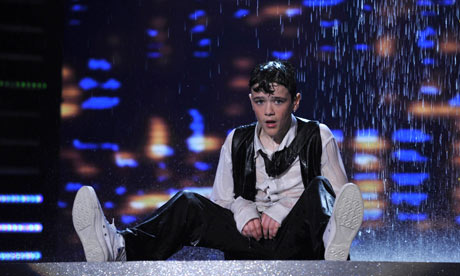 George Sampson covered in water after the dance routine that won him Britain's Got Talent in 2008