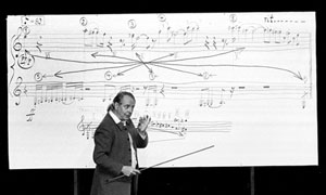 Composer Karlheinz Stockhausen lecturing