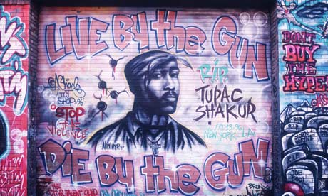 tupac and biggie beef. Graffiti honouring Tupac