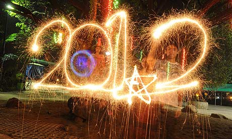 2012 written in sparklers